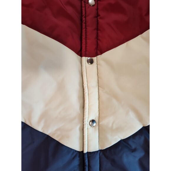 Men's Vintage Sigallo Puffer Vest Color Block Red White Blue Large - Picture 4 of 8